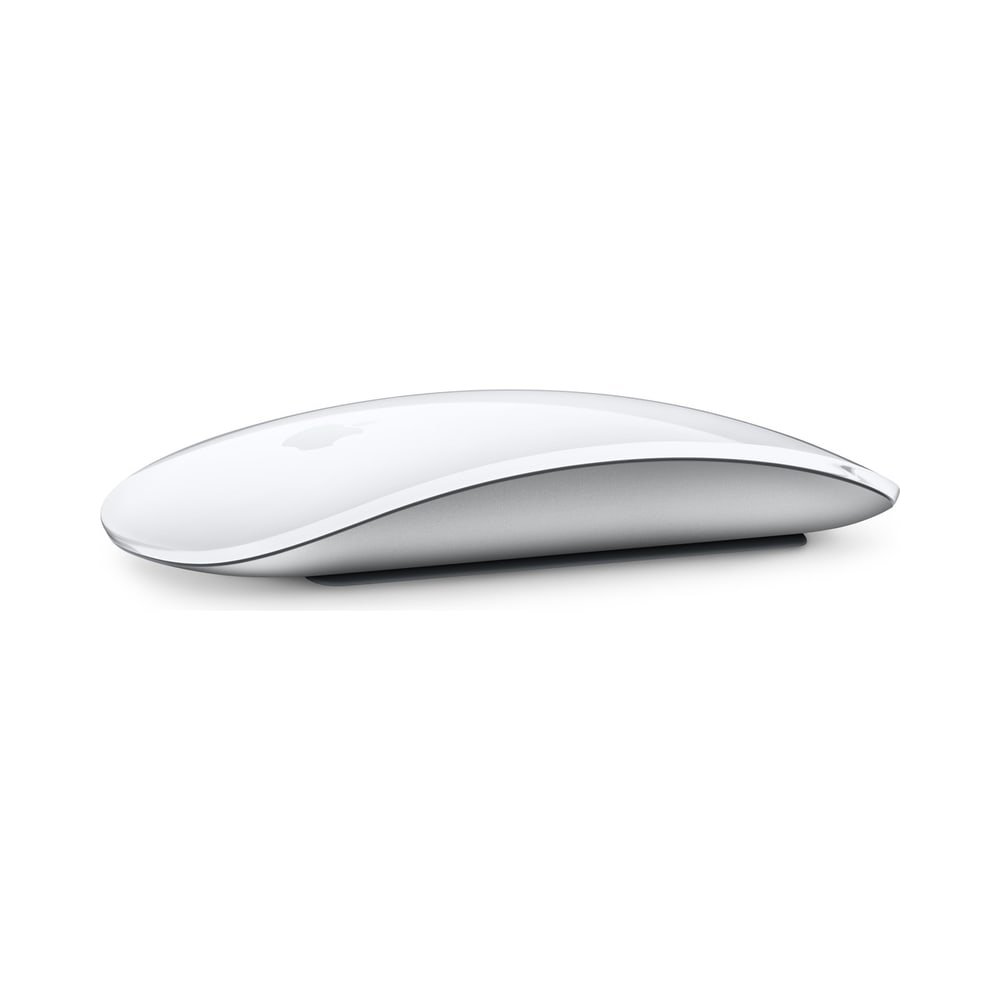 Mouse Apple Magic Mouse bianco con superficie Multi-Touch, visto di lato