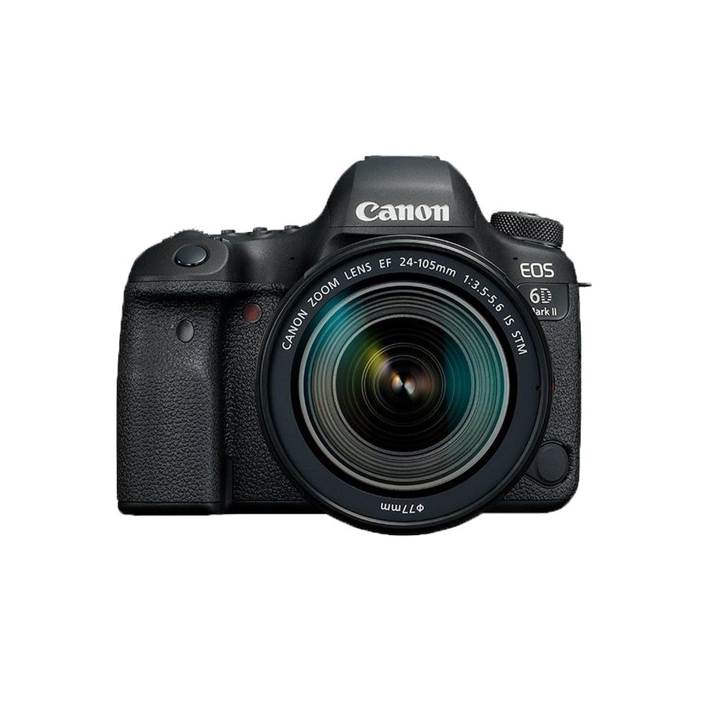 Reflex pieno formato Canon EOS 6D Mark II con obiettivo EF 24-105mm, vista frontale