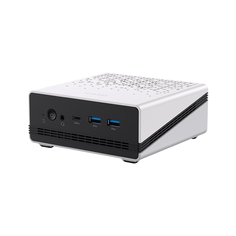 Mini PC CHUWI UBox bianco e nero, vista frontale